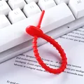 Durable reusable red silicone cable tie strap for organized desktop cable management - Red