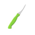 Professional stainless steel shrimp deveiner tool featuring ergonomic green plastic handle - Green