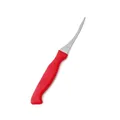 Stainless steel shrimp deveiner tool with curved blade and red ergonomic handle for kitchen - Red