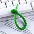 Durable green reusable silicone cable tie and organizer for managing data wires and cords - Green