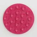 Round pink silicone suction cup mat for kitchen heat insulation and anti-slip table use - Rose Red