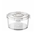 Transparent refrigerator storage box with timing lid and internal drainage tray for fruits - Medium Light Coffee / White