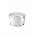 Transparent timed refrigerator food storage container with white lid and drainer plate. - Small Gray White / White