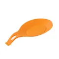 Vibrant orange heat resistant silicone spoon rest for kitchen utensils on white - Orange