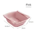 Pink retractable refrigerator storage basket with drain holes, size 16.8 x 16 x 6.5 cm - Pink / Pink