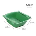 Green adjustable refrigerator storage bin and drain basket with dimensions 16.8x16x6.5cm - Dark Green / Dark Green