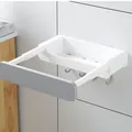 No-drill white telescopic storage rack for washbasins in bathroom or kitchen - With Storage Box / White and Gray Contrast