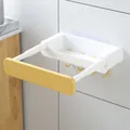 Retractable no-drill wall-mounted washbasin and towel storage rack in white and yellow - With Storage Box / White and Yellow Contrast