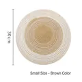 Small 30cm round woven cotton linen heat-insulated placemat in coffee and white tone - 36cm / Coffee