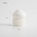 Compact white mushroom-shaped dish brush featuring a replaceable fiber cleaning ball - White