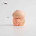 Pink mushroom shaped dish brush with handle and replaceable fiber ball, size 8cm x 7cm - Pink