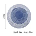 Small azure blue woven cotton linen circular placemat 30cm heat resistant dining table mat - 36cm / Dark Blue