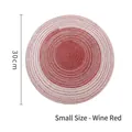Small 30cm round woven cotton linen placemat in wine red and white gradient finish - Rose Red