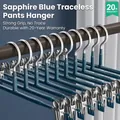 Sapphire blue non-marking stainless steel pants hanger with strong clips for organization - Single Piece / Dark Blue
