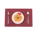 Burgundy Nordic style leather placemat with PVC oil-proof heat insulation for dining - Coffee