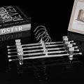Set of 5 white stainless steel pants hangers with adjustable non-slip clips - Single Piece / Gray