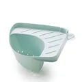 Light blue triangular sink drain basket with suction cup for kitchen waste and fruit. - Light Blue