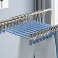 Durable non-slip stainless steel pants hangers in smoky grey blue with strong clips - Single Piece / Dusty Blue