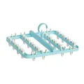 Large light blue plastic drying rack with multiple clips for socks and underwear - Blue-36 Clips