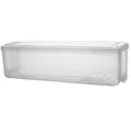Transparent rectangular plastic food storage box with airtight lid for fridge organizer - 1 Tier