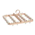 Pink plastic multi-clip drying rack for socks and underwear with white laundry pegs - Pink-36 Clips