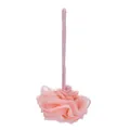 Soft pink rose shaped mesh shower puff loofah sponge with a durable hanging rope - Pink
