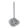 Soft grey rose-shaped bath loofah sponge with a durable hanging rope for daily exfoliation - Gray