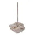 Elegant rose shaped bath ball loofah in beige color with a long durable hanging rope - Khaki