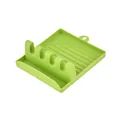 Durable green plastic kitchen spatula and spoon rest holder for organized countertop storage - Green
