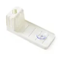 White plastic kitchen sink drainer rack with suction cup for sponge and soap storage - White