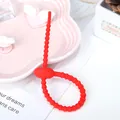 Durable red flexible silicone cable tie and cord organizer for data cable management - Red