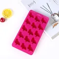 Pink 15-cavity rabbit shaped flexible silicone ice cube mold for creative cold drinks - Penguin / Rose Red