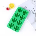 Vibrant green silicone ice cube tray featuring ten detailed cactus shaped molds for drinks - Cactus / Green