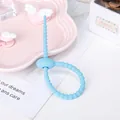 Light blue adjustable silicone cable tie organizer for electronic wire management - Blue