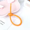 Bright orange flexible silicone cable tie and cord organizer for data cable management - Orange