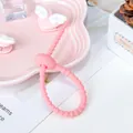 Adjustable pink silicone cable tie and flexible wire organizer for cable management - Pink