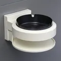 Moderner weißer Wand-Aschenbecher für das Bad mit einem schwarzen Inneneinsatz - Rund / Schwarz Rund