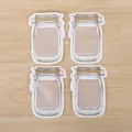 Set of four mason jar shaped reusable self-sealing food storage bags in clear white - S / Set of 4