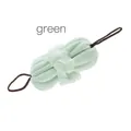 Premium soft light green mesh bath sponge ball with convenient brown hanging loops for shower - 80g / Light Green