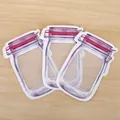 Three reusable mason jar shaped self-sealing food storage bags with clear window - M / Set of 3