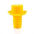 Yellow cowboy hat shaped silicone wine bottle stopper with airtight ribbed seal design - Yellow