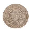 Round woven cotton yarn placemat with brown and white spiral pattern for dining table - 36cm Large / Coffee
