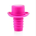 Creative magenta top hat shaped food-grade silicone wine bottle stopper for fresh sealing - Rose Red
