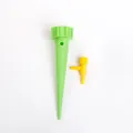 Self-watering spike with adjustable control valve for garden plant drip irrigation systems - Single Piece / Green