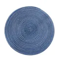 Circular blue and white braided cotton yarn heat-insulated placemat for dining table - 36cm Large / Blue