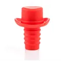 Vibrant red food-grade silicone wine bottle stopper with a creative top hat design - Red