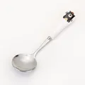 Creative kids stainless steel round spoon featuring cute cartoon bear ceramic handle - Black Bear Pattern