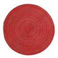 Vibrant red round woven cotton yarn placemat, heat resistant table mat for home dining - 36cm Large / Red