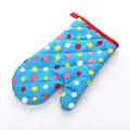 Heat-resistant blue oven mitt with vibrant polka dots for safe kitchen baking use - Large Polka Dot Single / Blue