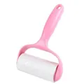 Portable pink tear-off lint roller efficiently removes pet hair and lint from clothes - Ergonomic Handle With 1 Roll
